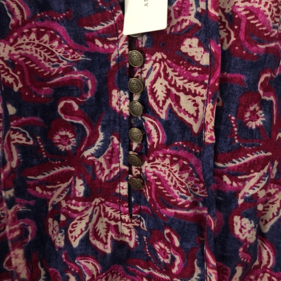 Pilcro Anthropologie Lucille Floral Button Front Tie Peasant Blouse XS N… - Picture 5 of 12